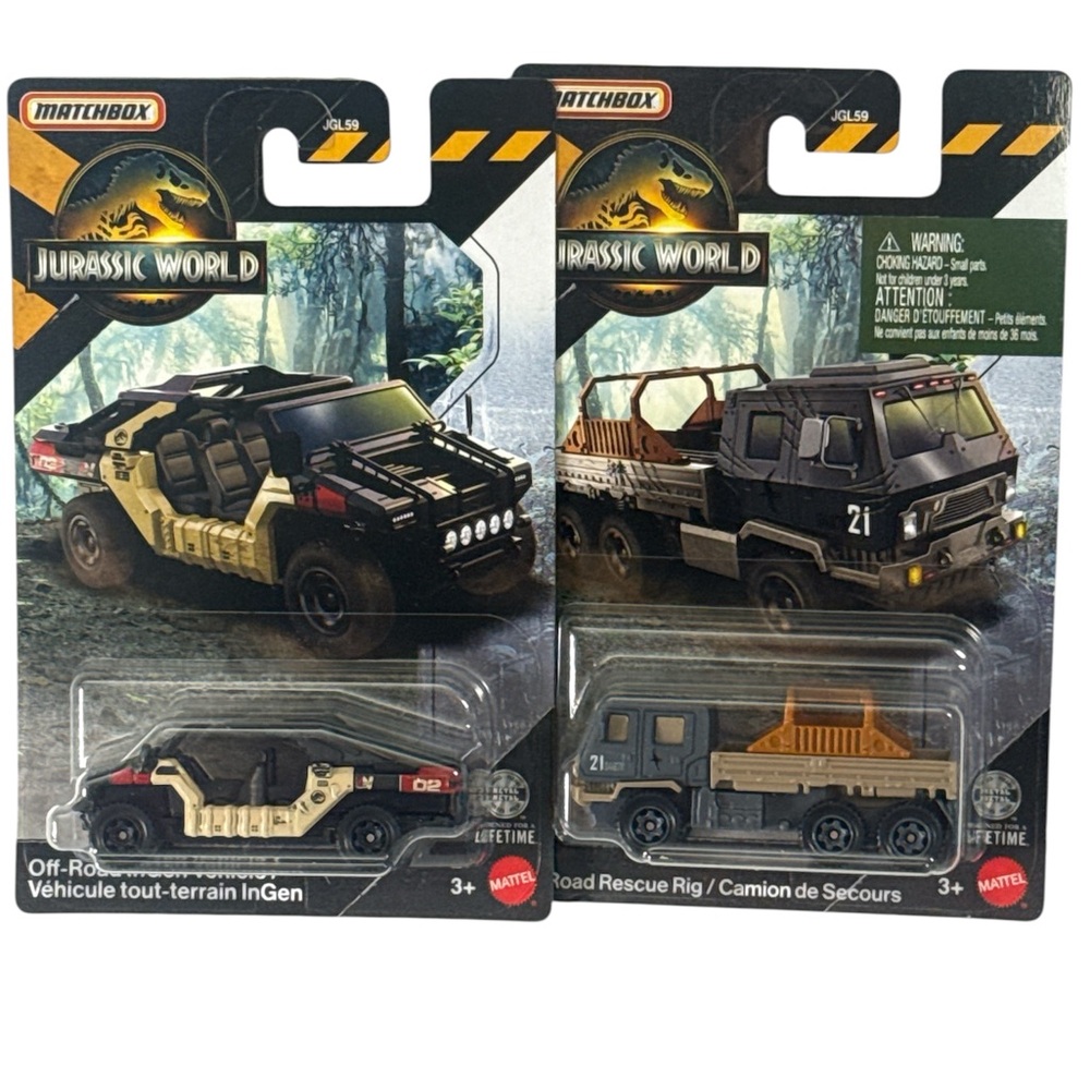 Match Jurassic World Off-Road and Rescue Vehicle Set - Black and Tan